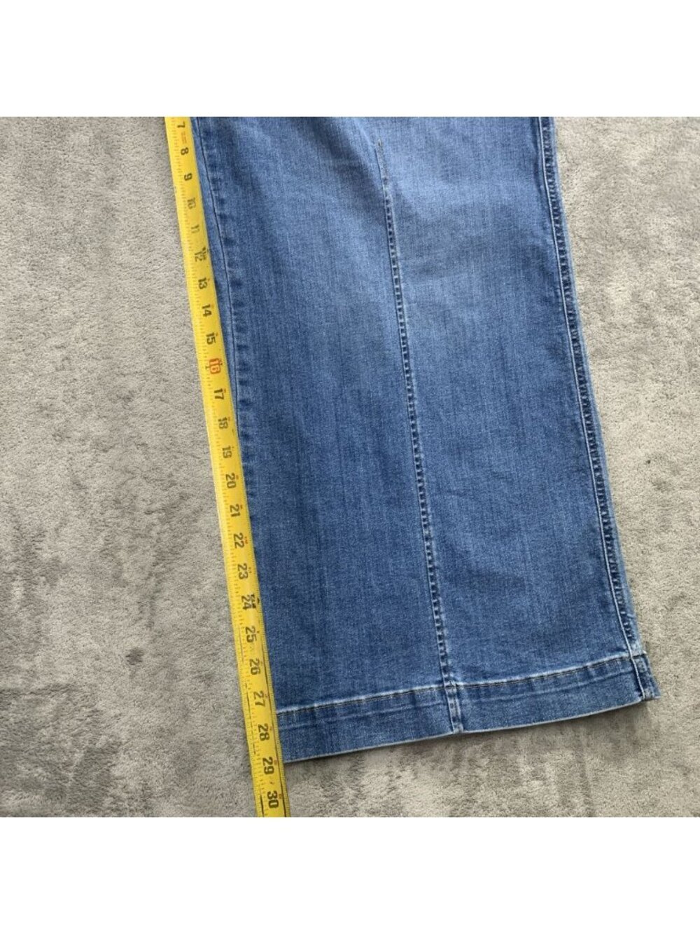 Spanx Jeans Womens Size 3X Petite Blue Denim Seamed Front Wide Leg Pull On Boho - Picture 5 of 10